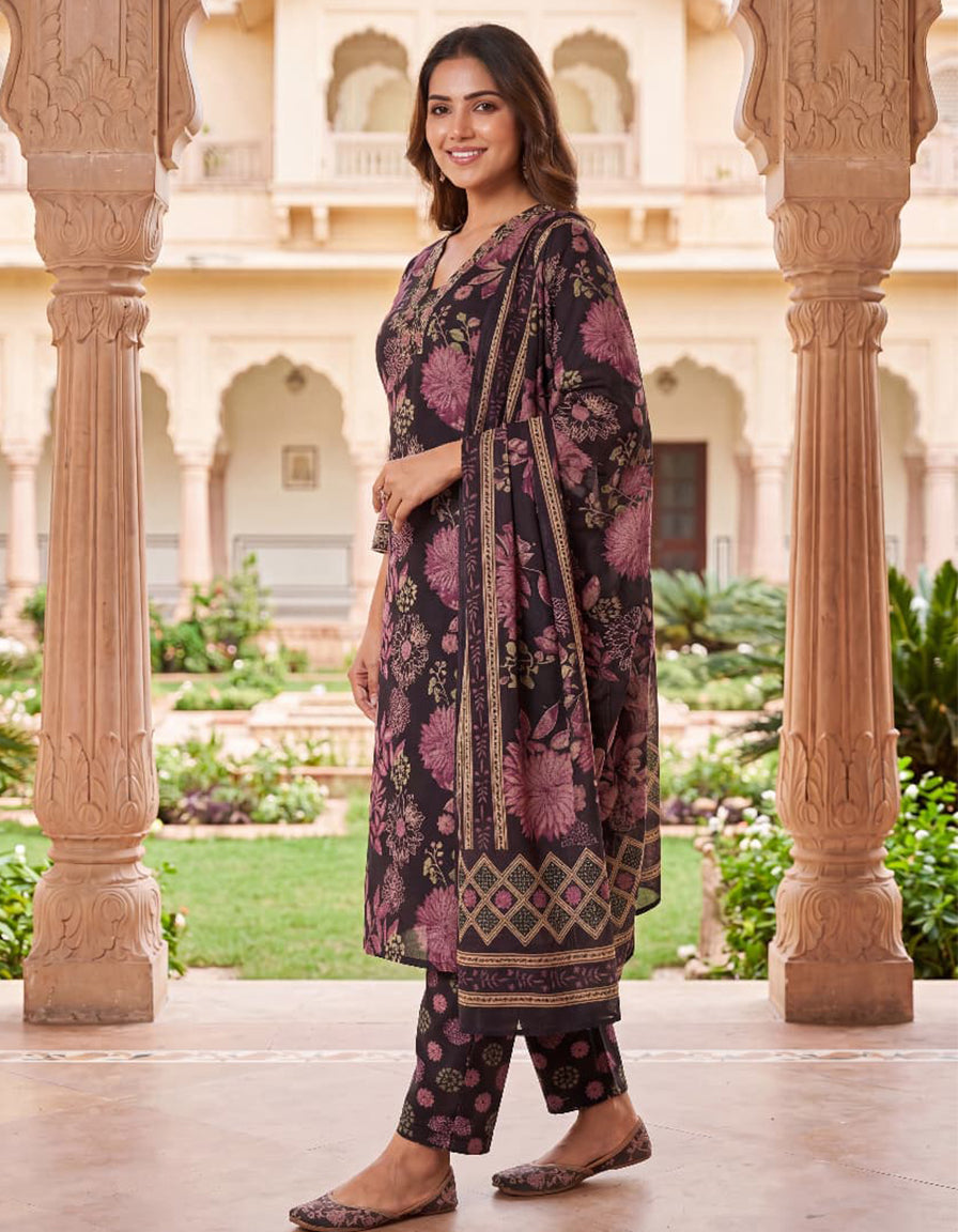 Women's ethnic 3-piece cotton suit