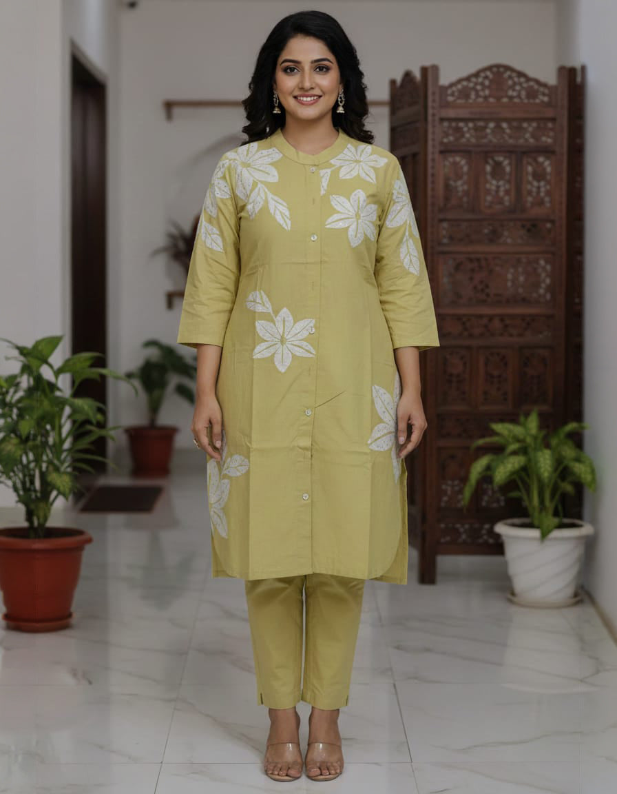 Cotton Co-Ord Set with Embroidery