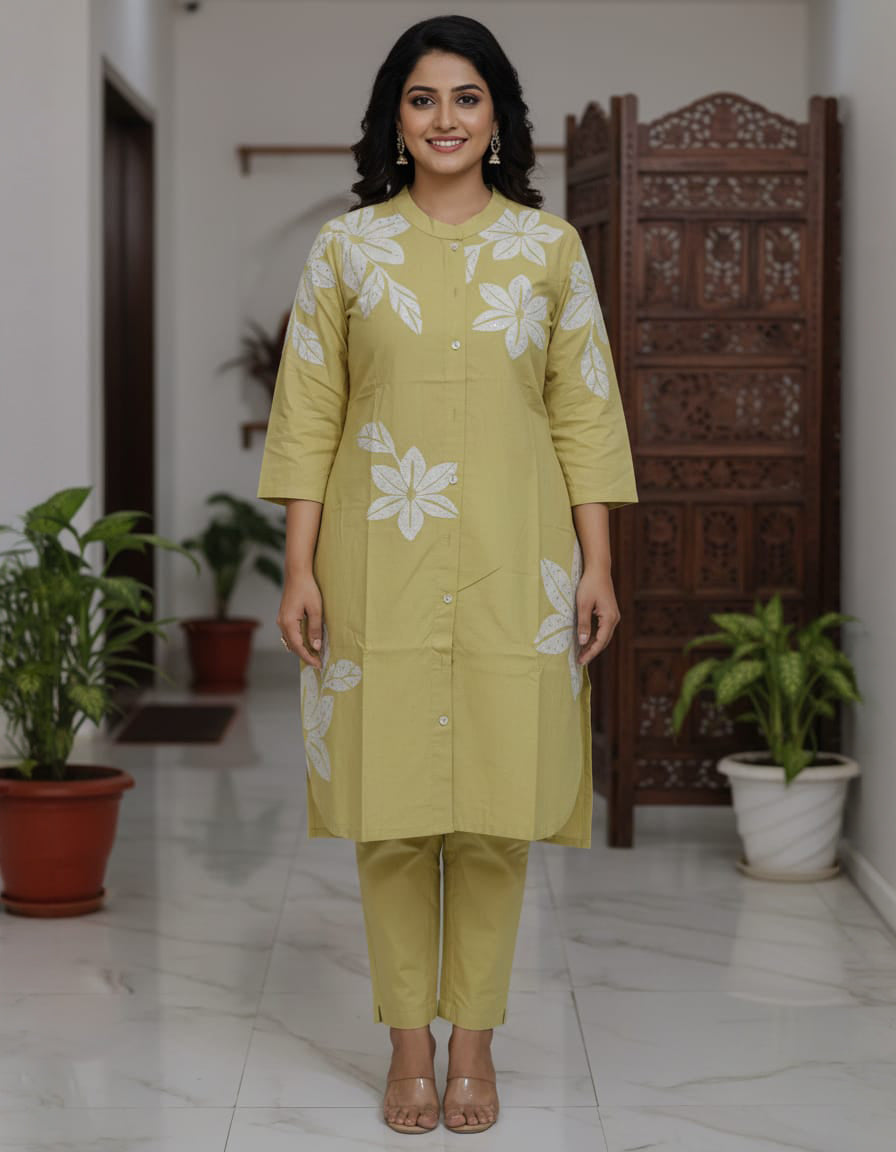 Cotton Co-Ord Set with Embroidery