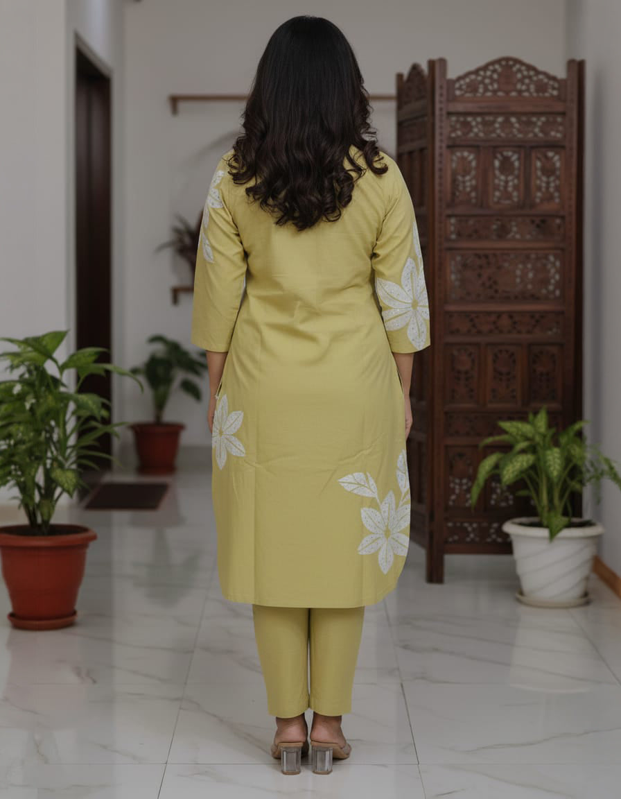 Cotton Co-Ord Set with Embroidery